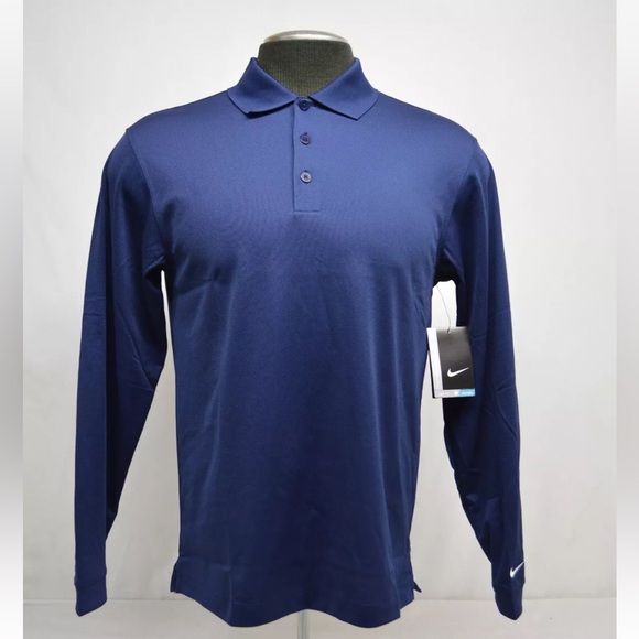 NEW Nike LS Dri-FIT Tech Golf Polo Shirt Men's - XL - Blue - Picture 4 of 13
